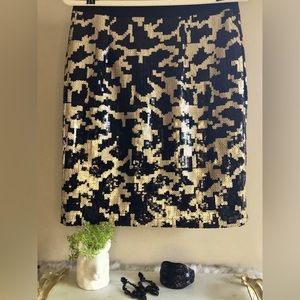 NWT BCBG Paris Black & Gold Metallic Sequin Pencil Skirt, Size 4